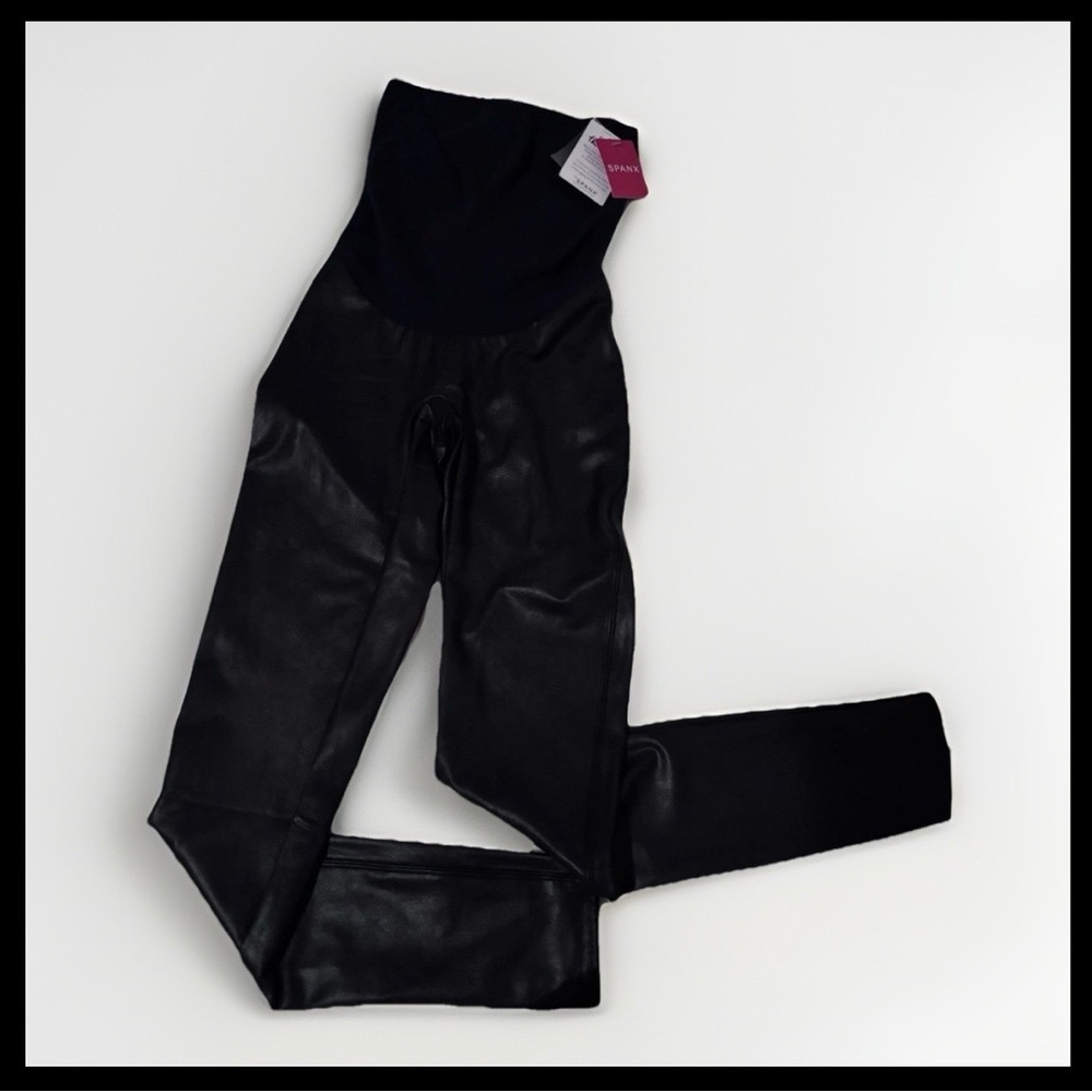 Spanx Mama very Black Faux Leather High-Waist Leggings NWT
